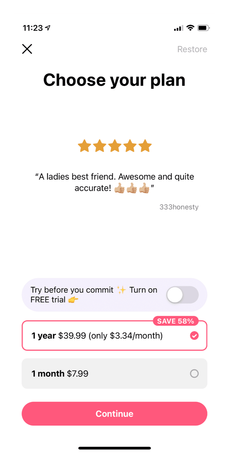 reviews paywall design pattern flo