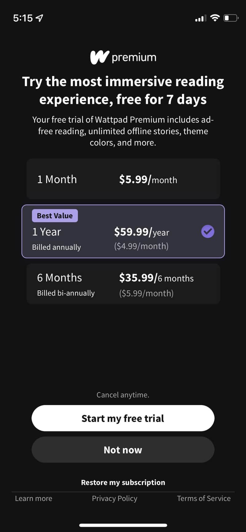 wattpad paywall