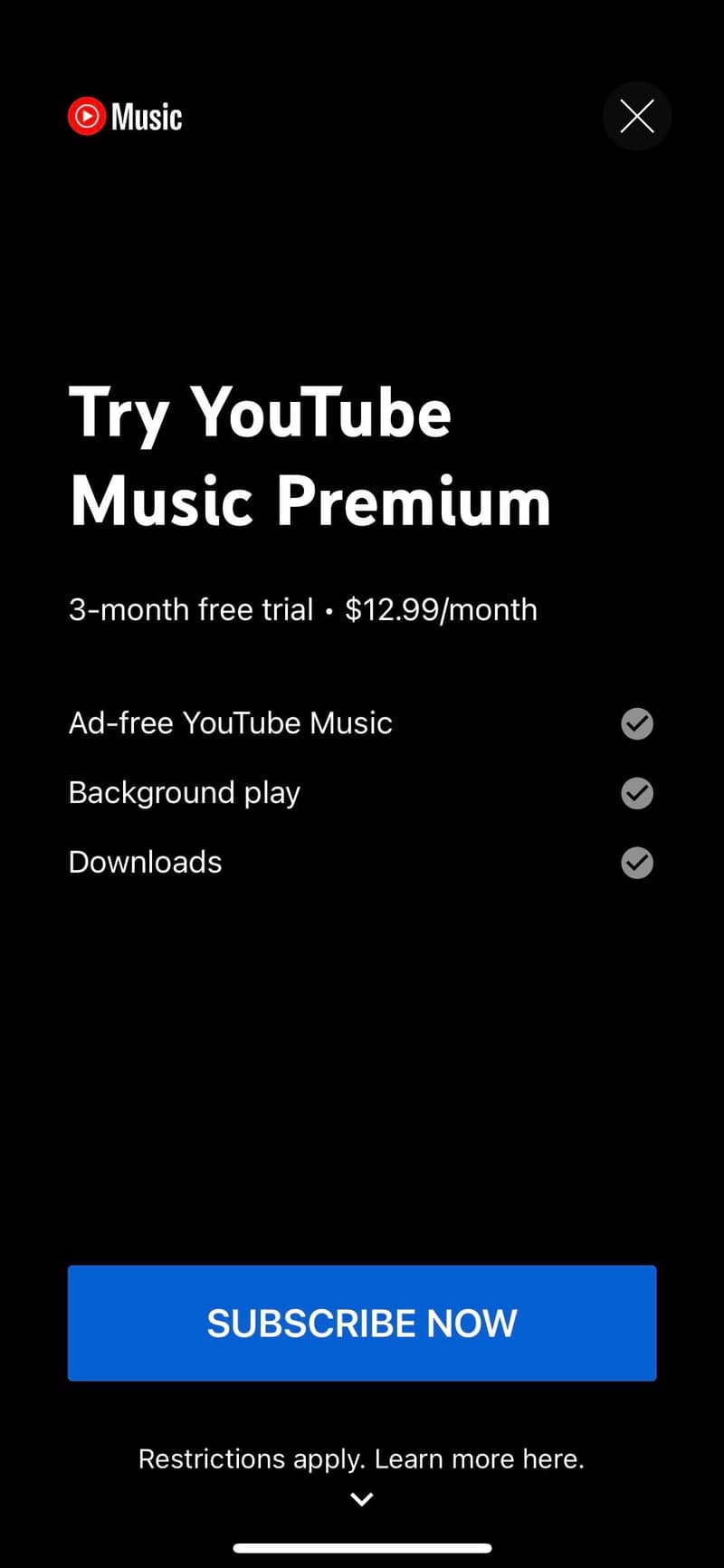 youtube music paywall