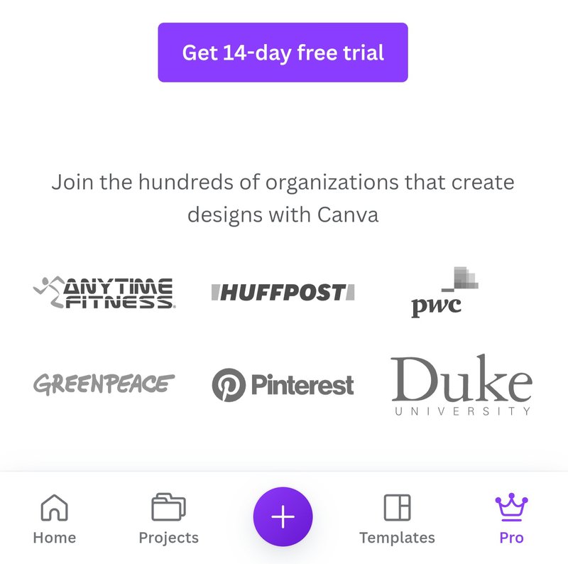 Canva sharing logos of customers that use the business plan