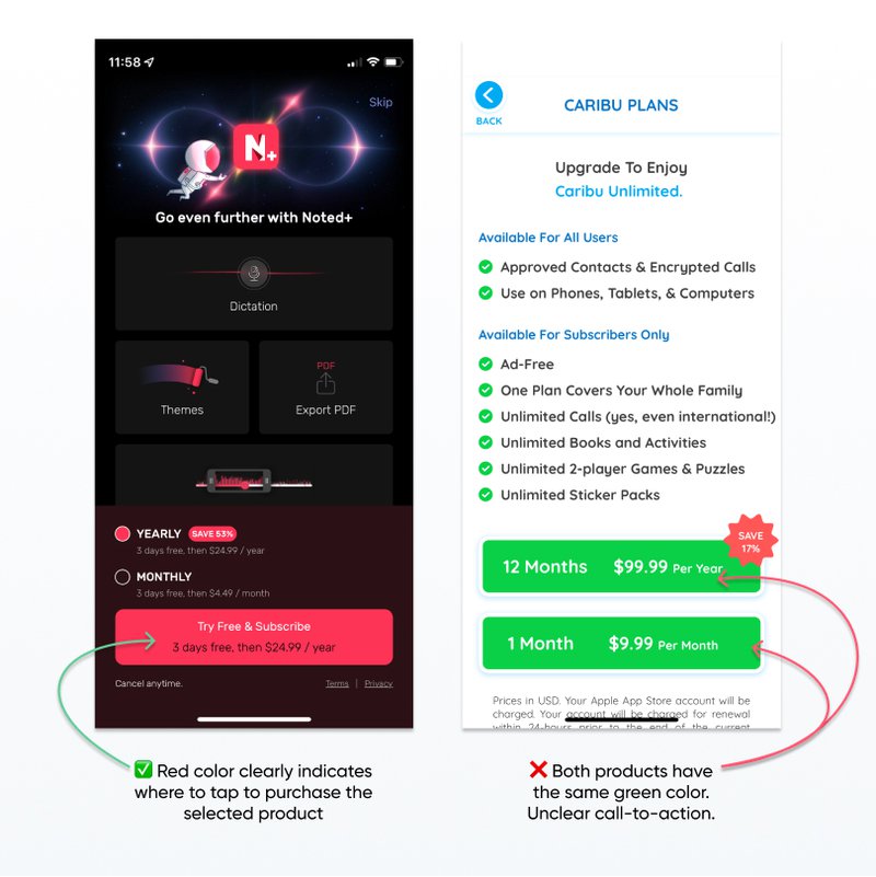 Nami mobile app paywall design best practices for color