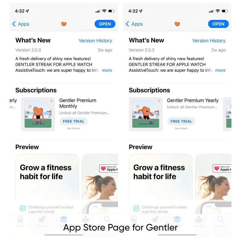 gentler streak app promo in-app purchase