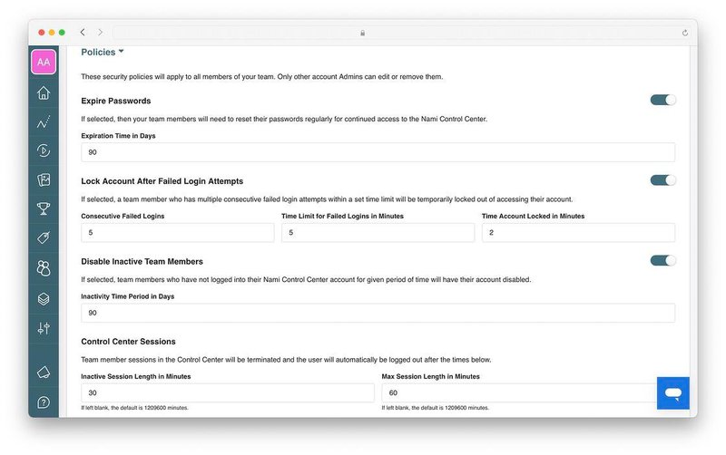Set up Org level security policies in Nami