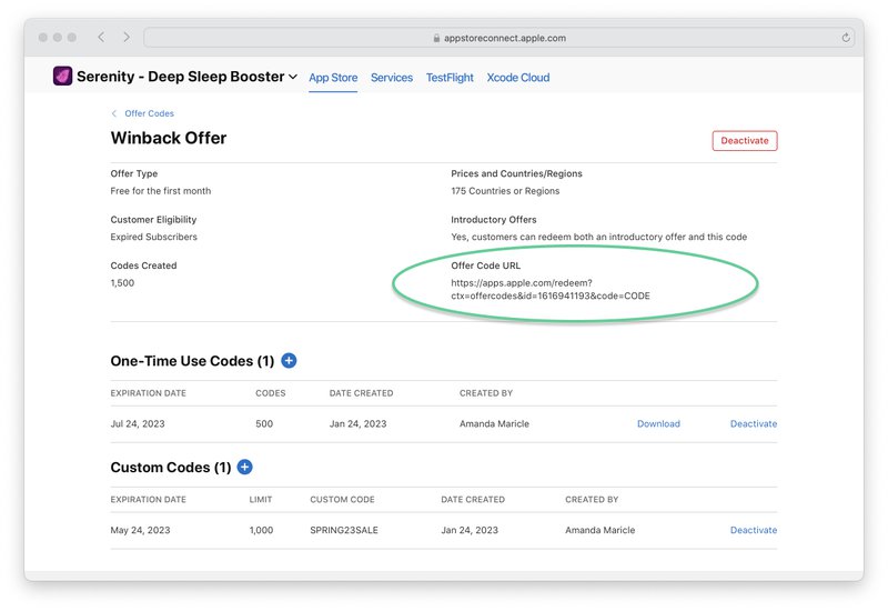 apple offer codes URL